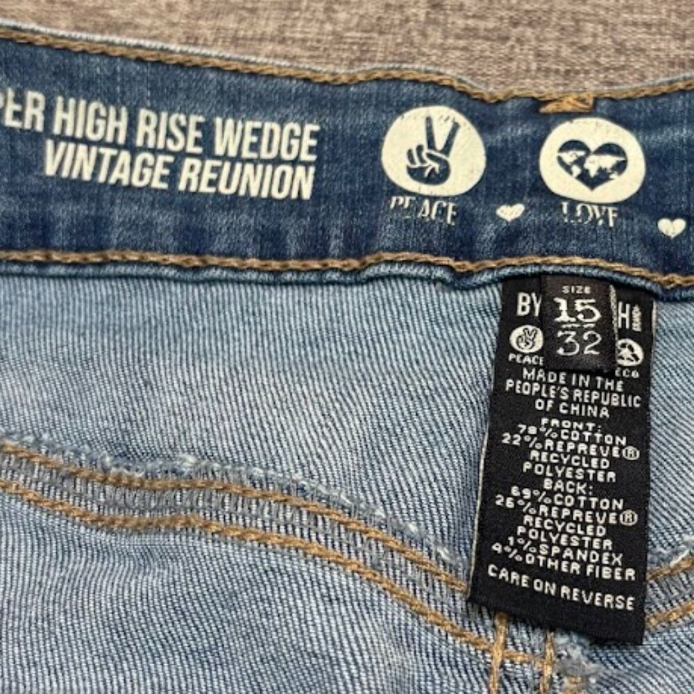 Rewash Brand Denim Shorts Super High Rise Wedge Vintage - Picture 3 of 6